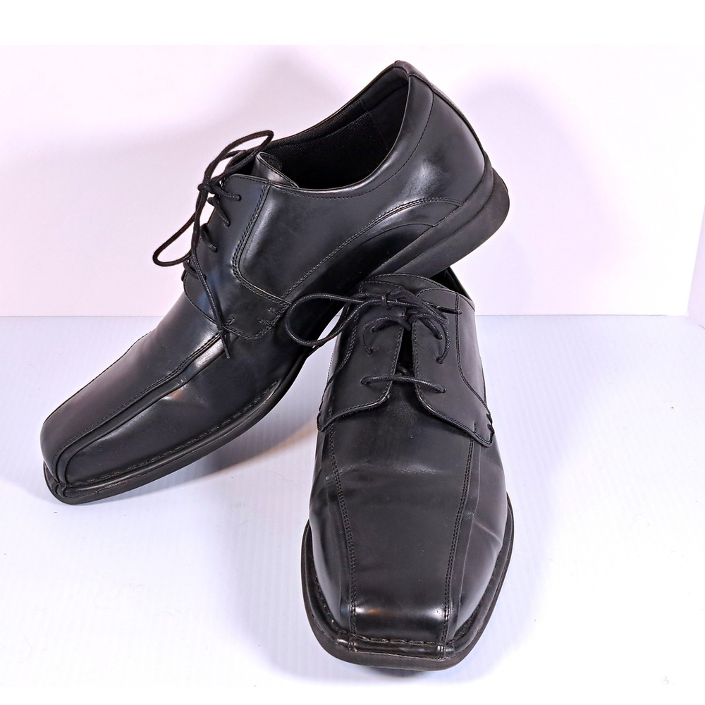 Kenneth Cole Unlisted Mens Black Square Bicycle Toe Derby Dress Shoe Lace Up 16W